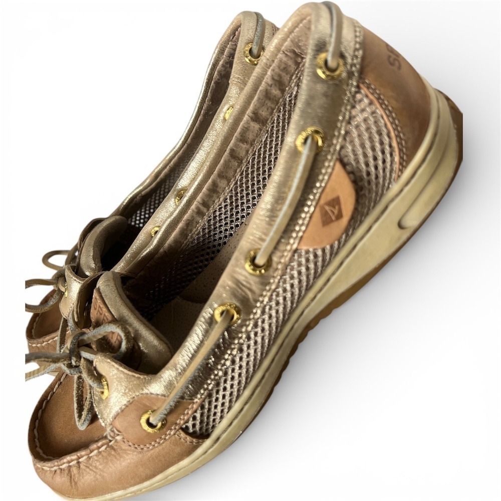 Sperry Women's  Gold Leather Mesh Boat Shoes Size 8